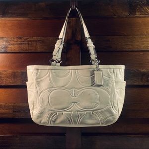 COACH GALLERY EMBOSSED PATENT LEATHER SHOULDER BAG